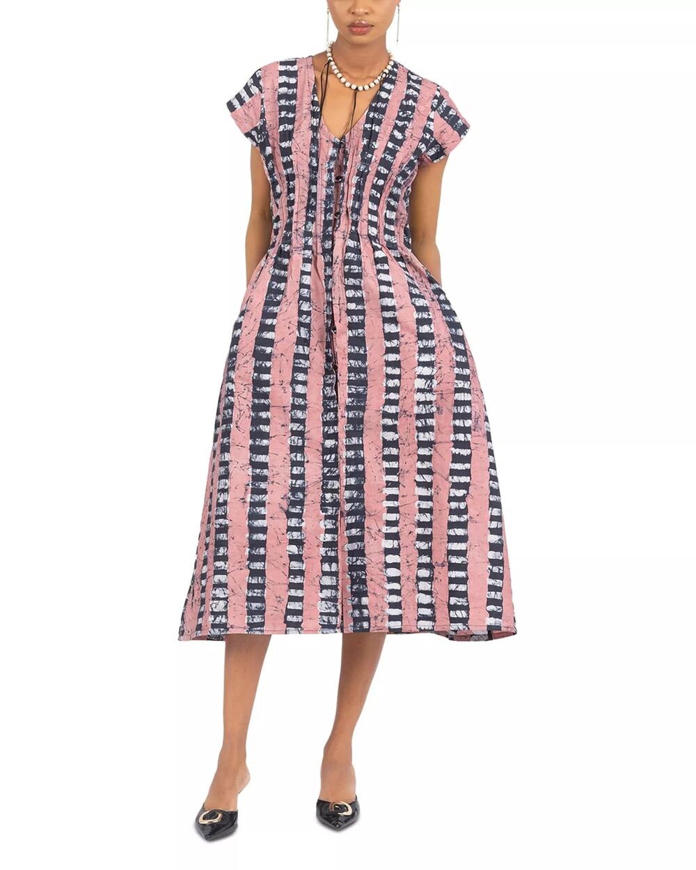 Busayo Women Multicolor Cotton Damini Fit & Flare Elegant Midi Dress Size S
